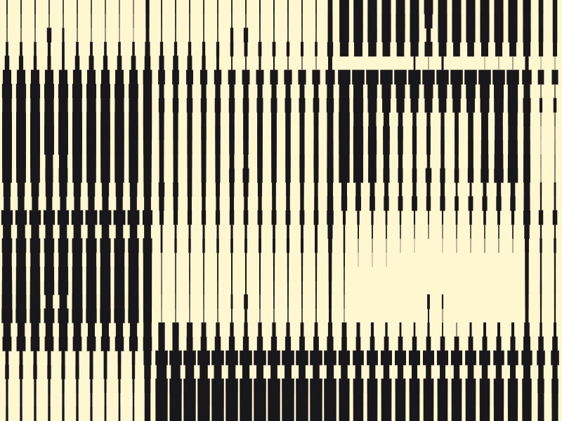 A wall of small numbered drawers, a grid of identical units seen face on.