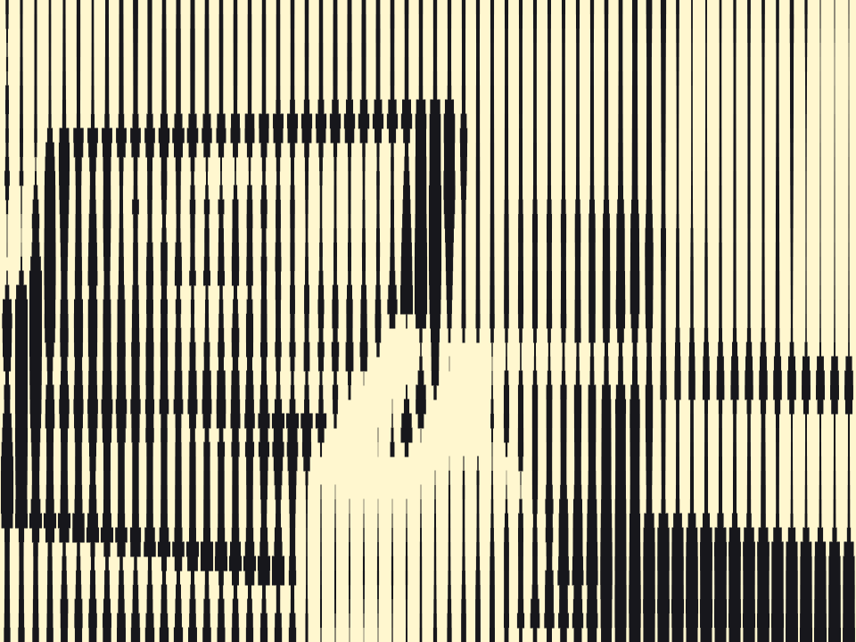 Two gloved hands holding a tablet up to the edge of a shelf to scan it.